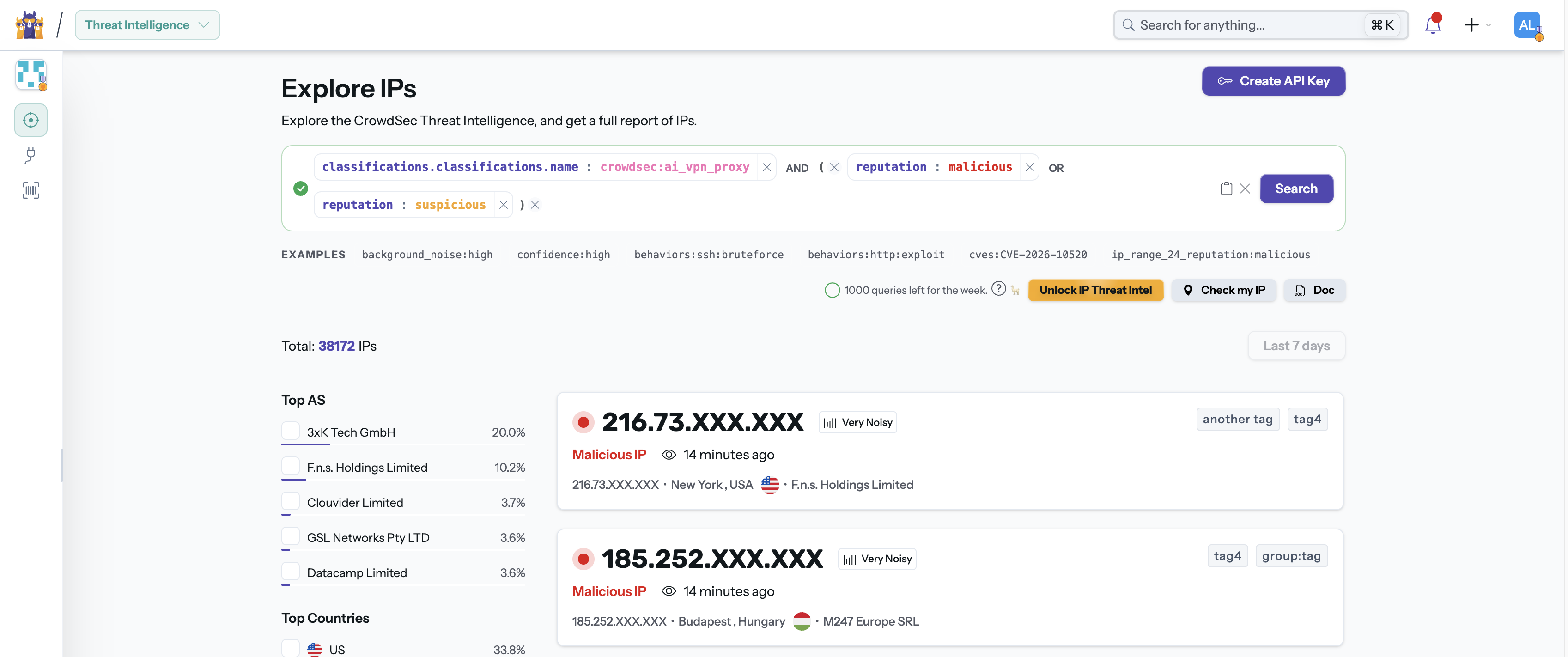 CrowdSec Advanced Search Page